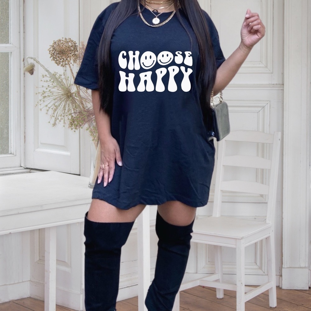 Choose Happy Inspirational Graphic Tee S-5X